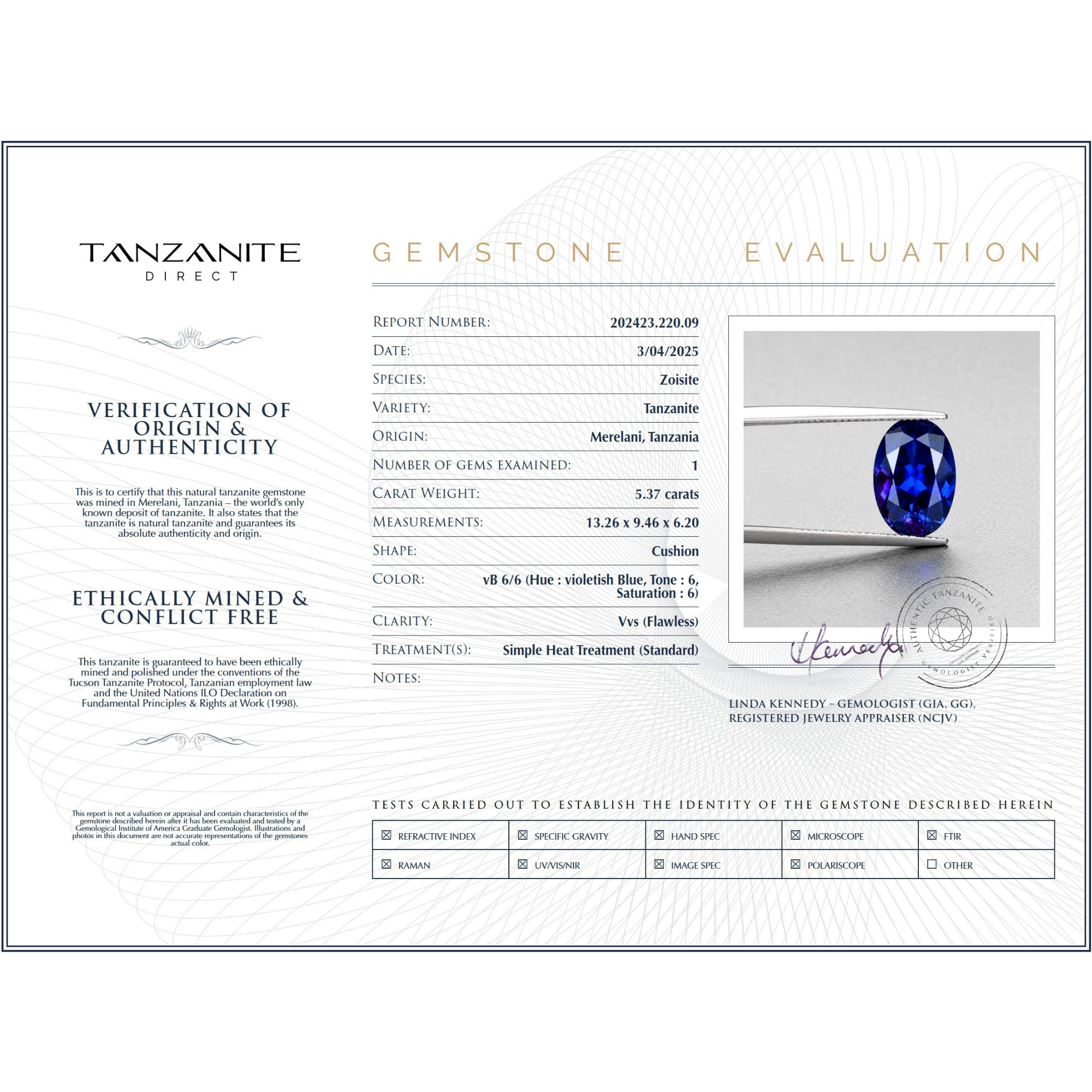 5.37 ct ovaler Tansanit-Edelstein – GIA-zertifiziert