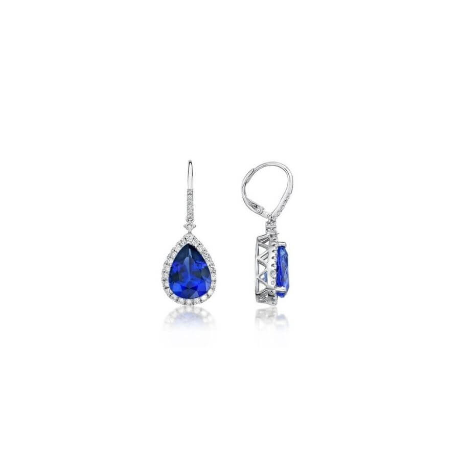 5.53 Ct Pear-Shaped Tanzanite & Diamond Drop Earrings
