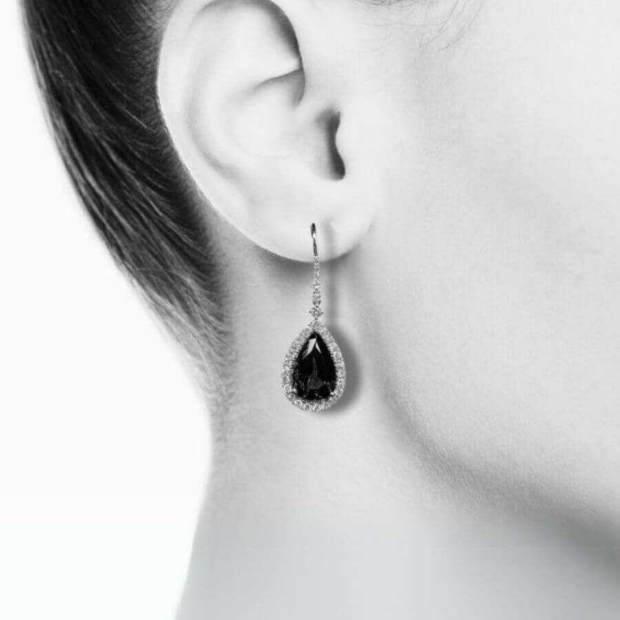 5.53 Ct Pear-Shaped Tanzanite & Diamond Drop Earrings