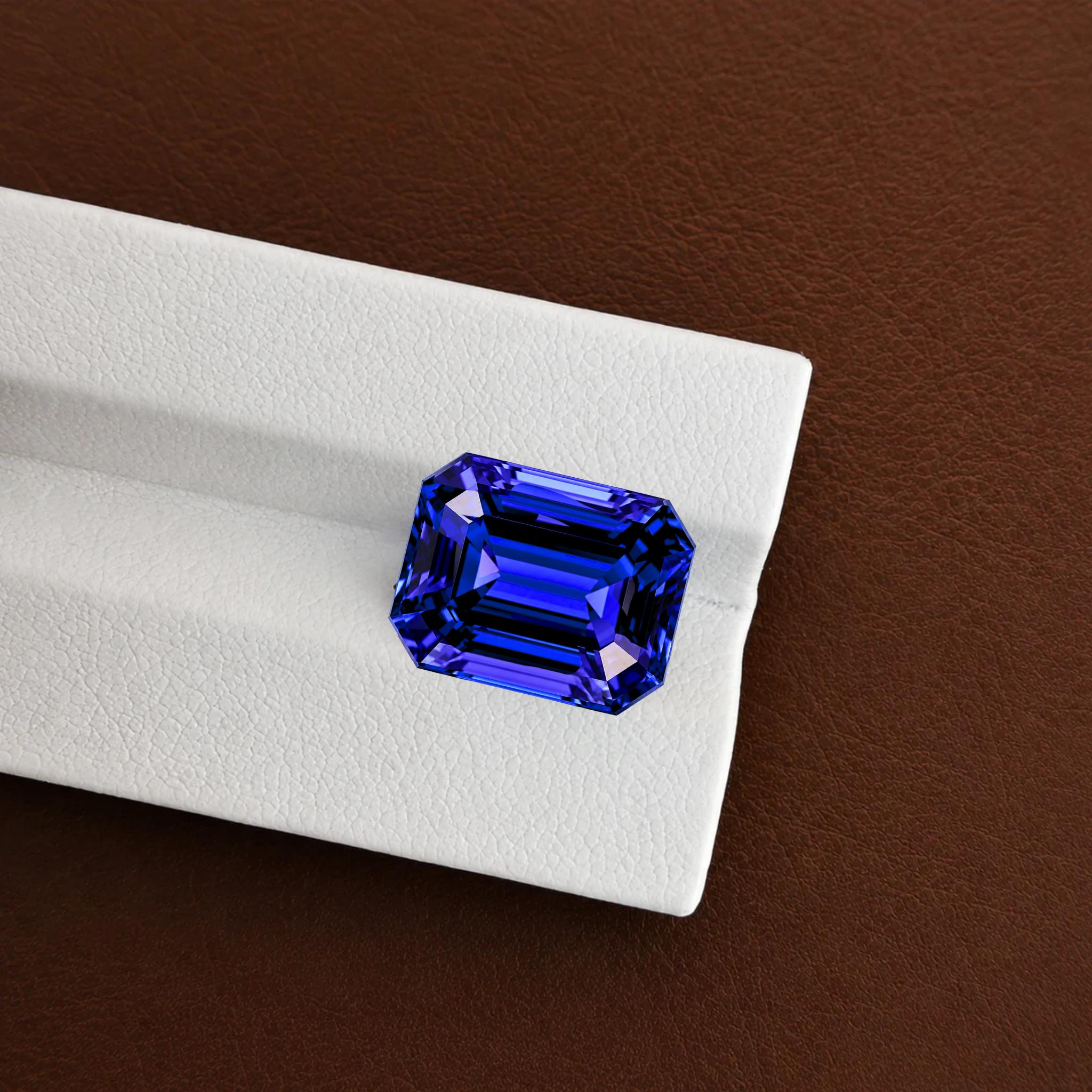 5.71 Carat Tanzanite Emerald Cut Gemstone