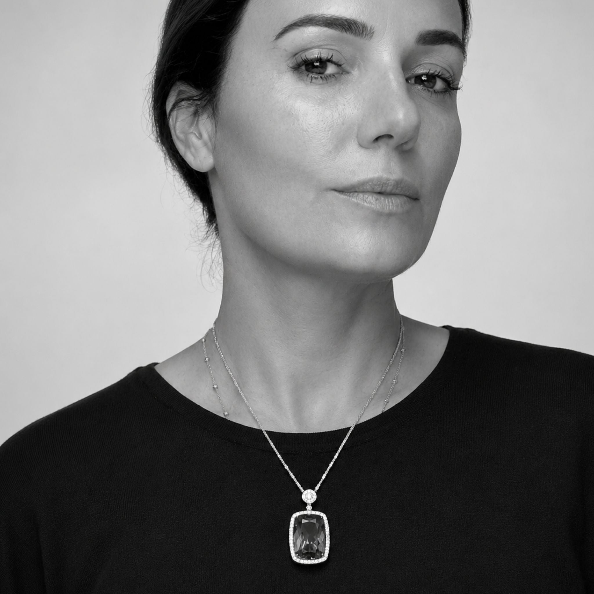 Investment-Grade Square 54 Carat Tanzanite and Diamond Pendant Necklace