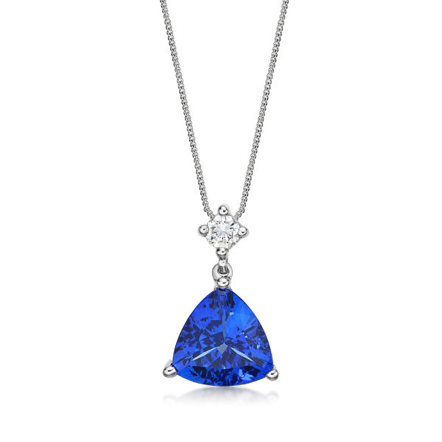 2.31 Ct Deep Blue Trillion Cut Tanzanite Pendant