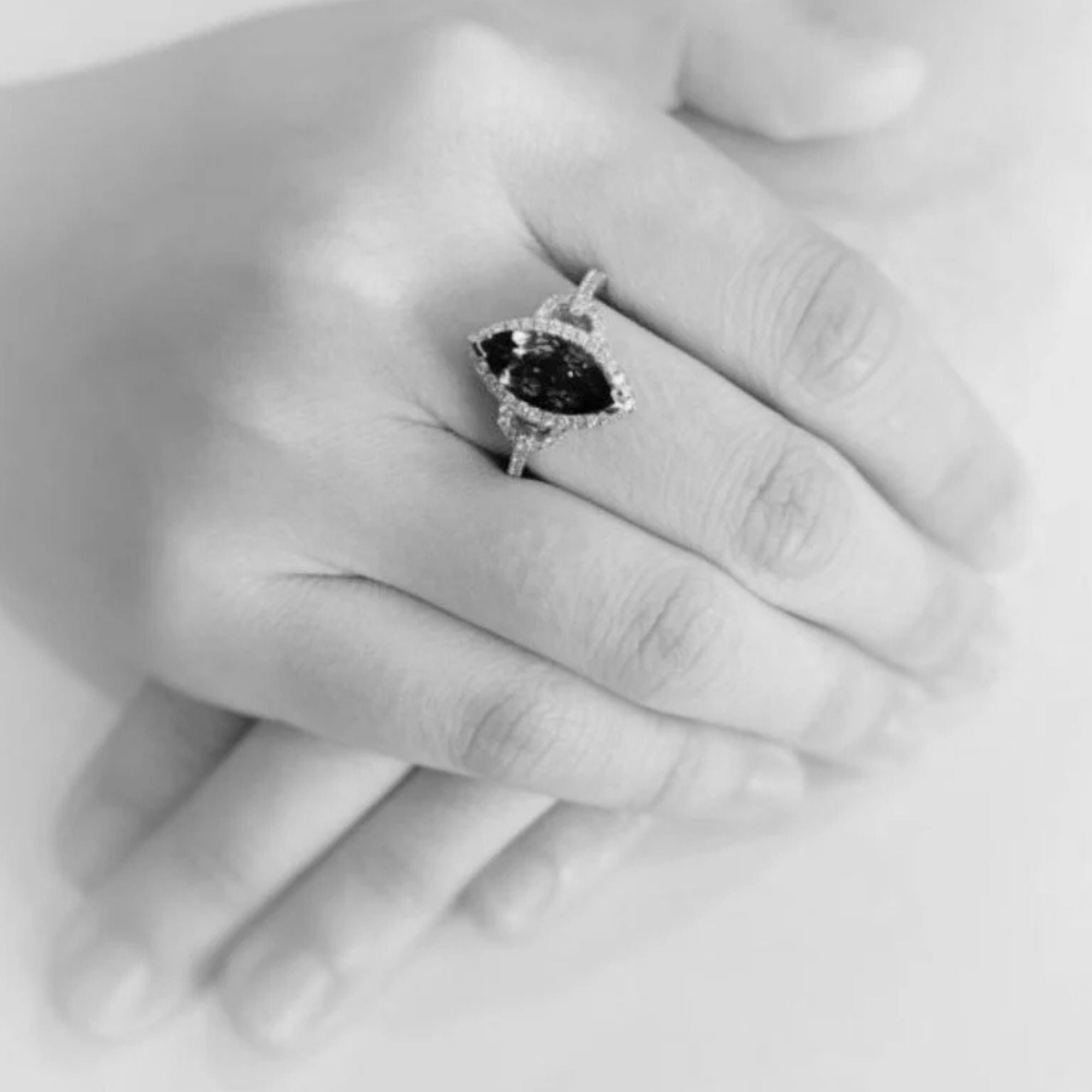 Marquise Cut Tanzanite Ring with Diamond Halo & Band - Made to Order