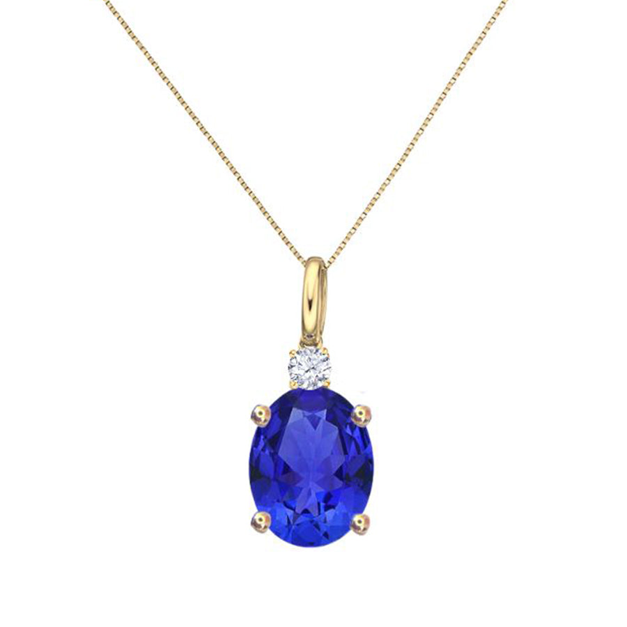 3.22 Ct Deep Blue Oval Tanzanite Necklace