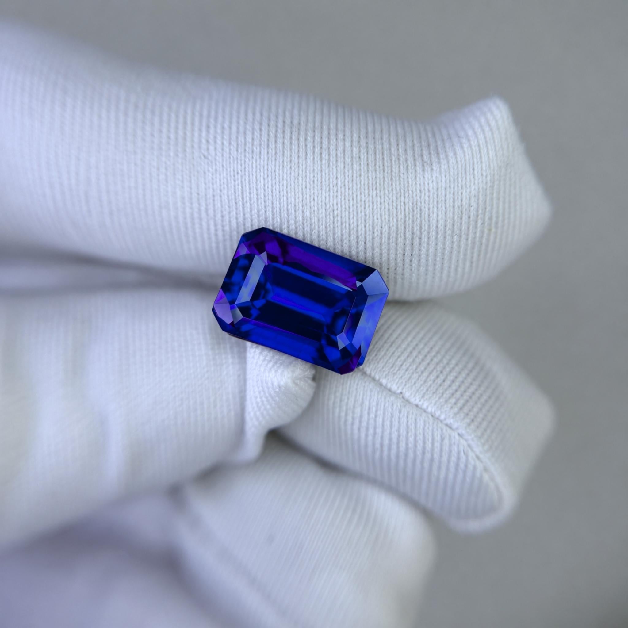 7.41 Carat Emerald Cut Tanzanite Gemstone