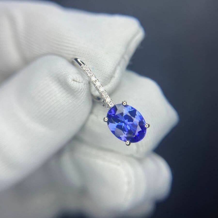 3.85 Ct Oval Tanzanite Drop Earrings With Hooks