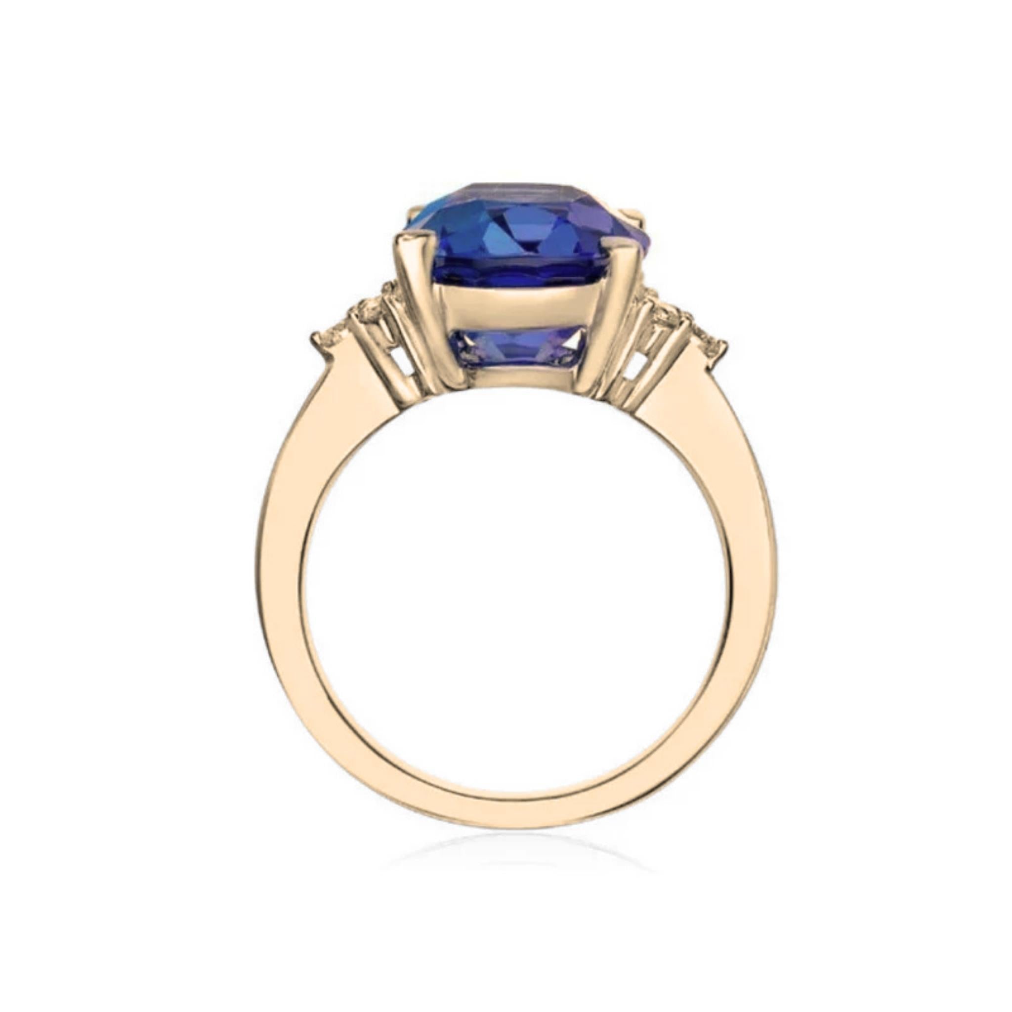 7,22 Karat Tansanit-Diamantring Gelbgold