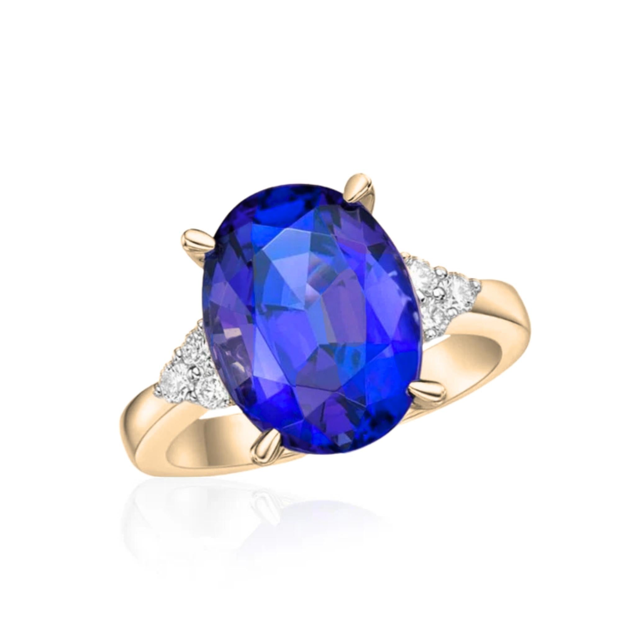7.22 Ct Tanzanite Diamond Ring Yellow Gold