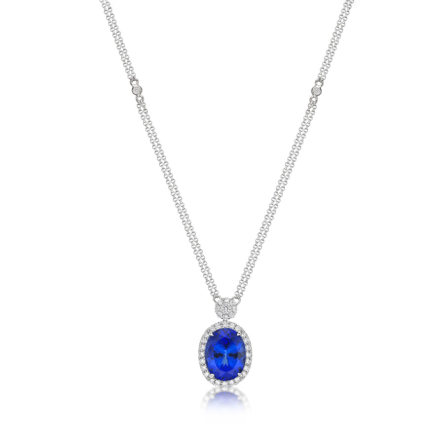 6.50 Ct Tanzanite & Diamond Necklace