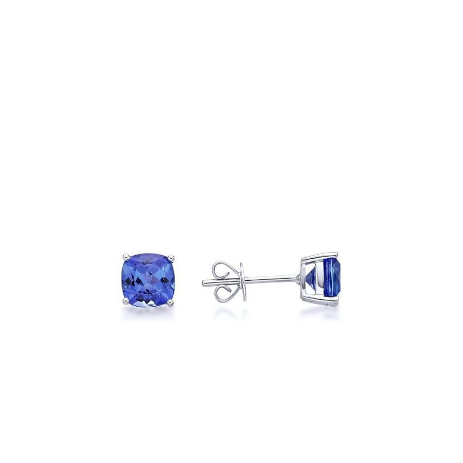 Cushion Cut Tanzanite Stud Earrings