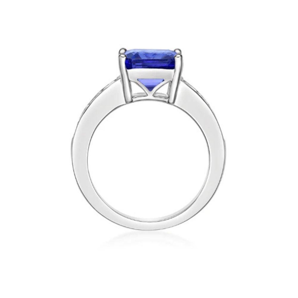 Princess Cut Tanzanite & Diamond Ring – Made to Order