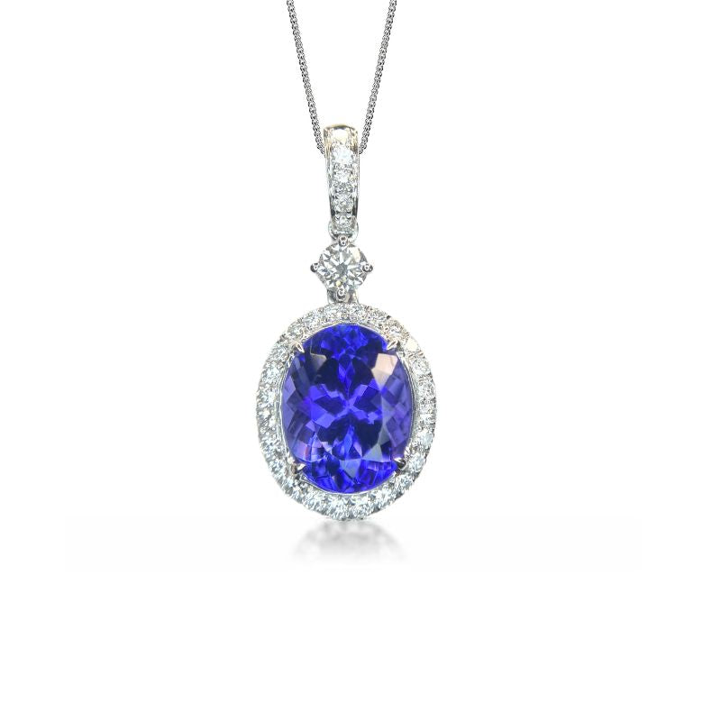 Elegant 4.65 Ct Oval Tanzanite & Diamond Pendant
