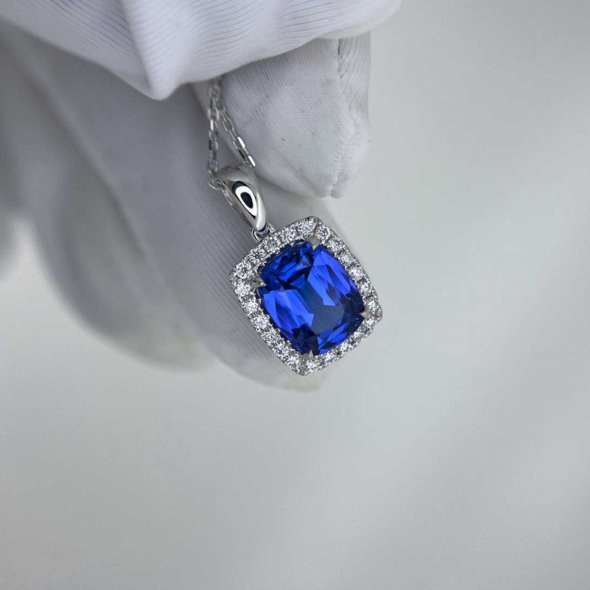 Antique Cushion Cut Tanzanite Pendant with Diamonds.