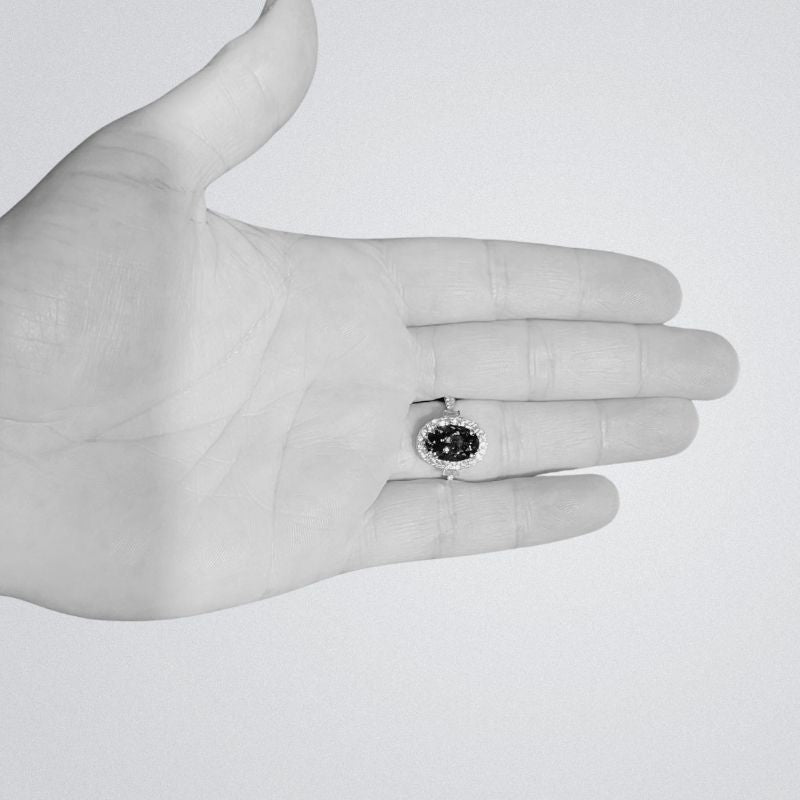 3.40 Ct Oval Tanzanite Ring with Baguette Diamonds & Halo