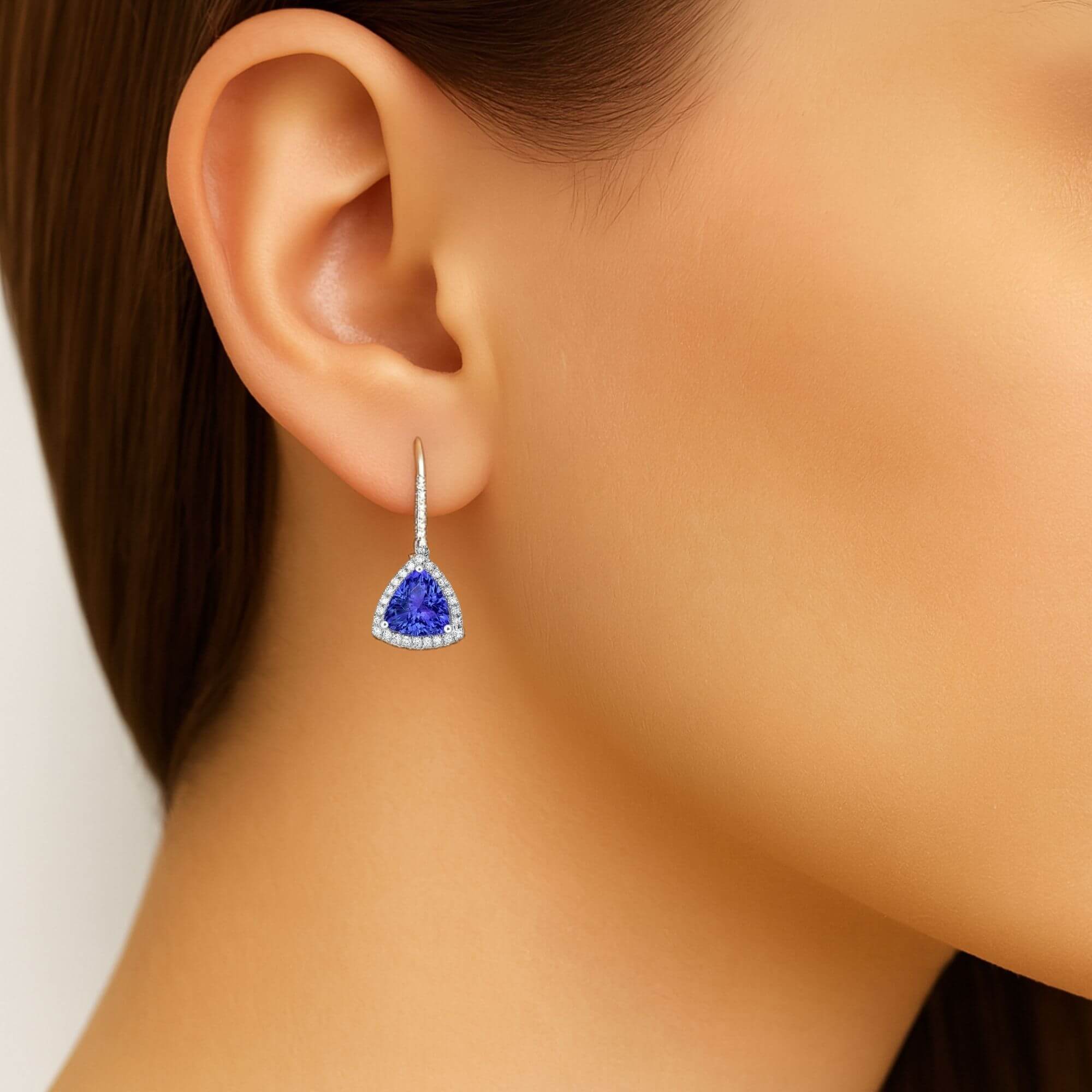 3.97 Ct Tanzanite & Diamond Earrings