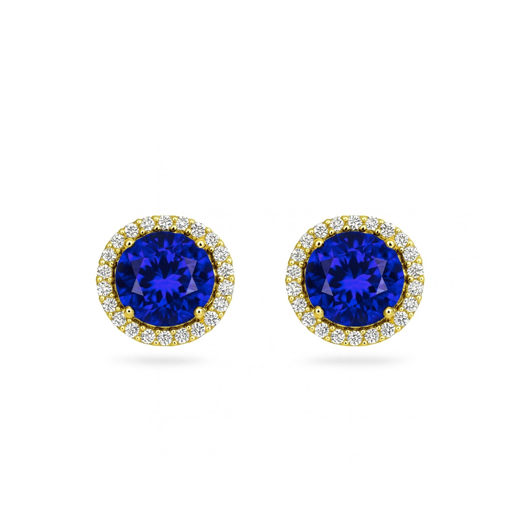 2.63 Ct Tanzanite & Diamond Halo Stud Earrings