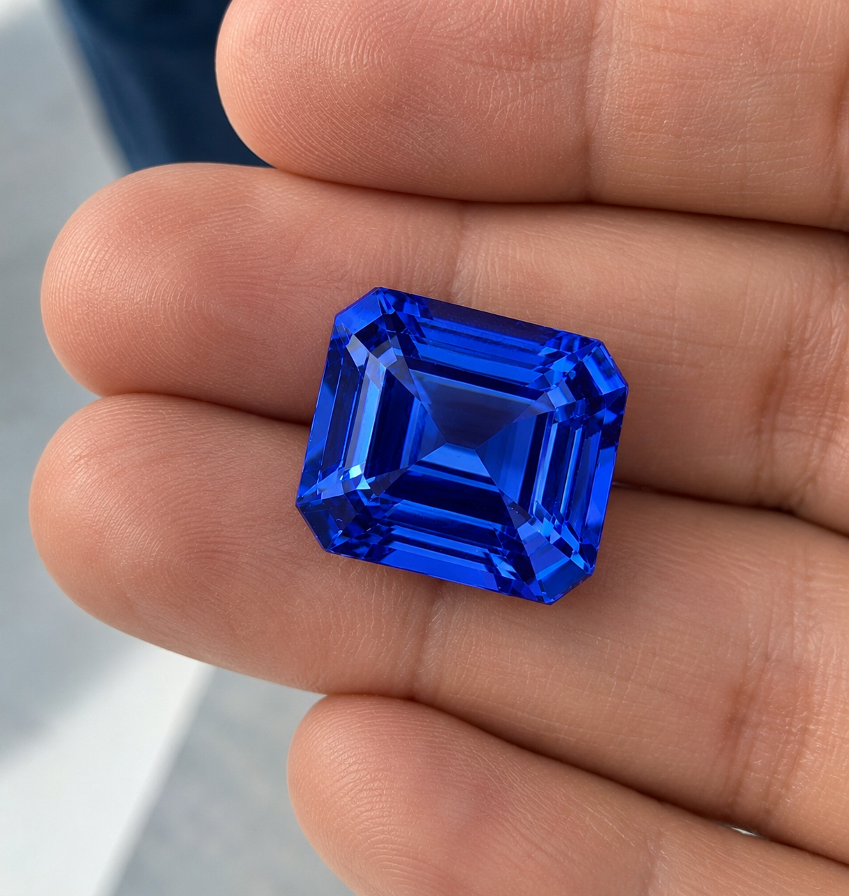 12.95 ct Smaragdgeschliffener Tansanit Edelstein – GIA Zertifikat