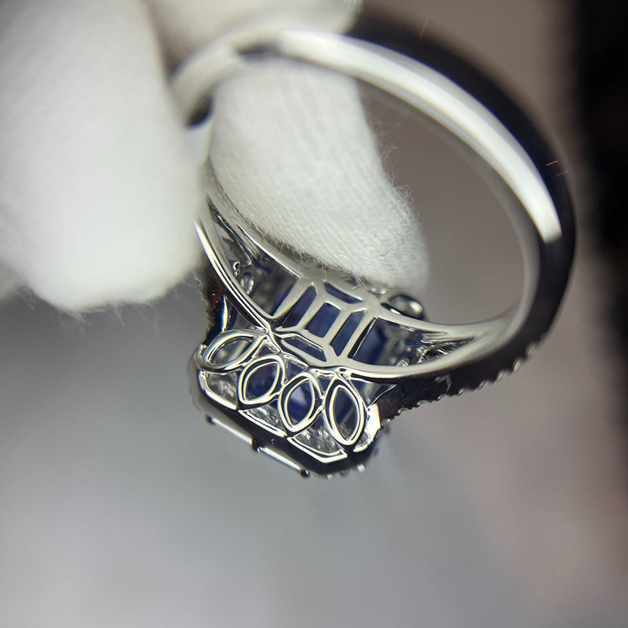 Emerald Cut Tanzanite & Baguette Diamond Ring – Made to Order