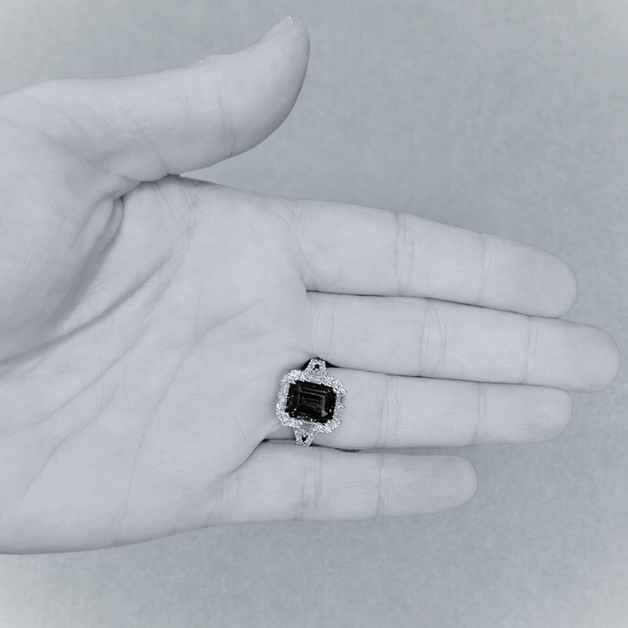 Emerald Cut Tanzanite & Baguette Diamond Ring – Made to Order