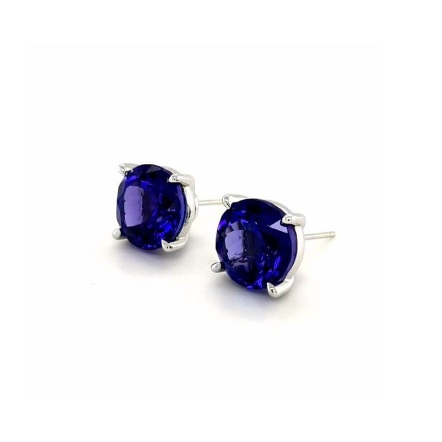 Exceptional 10 Ct Round Tanzanite Stud Earrings – Made To Order