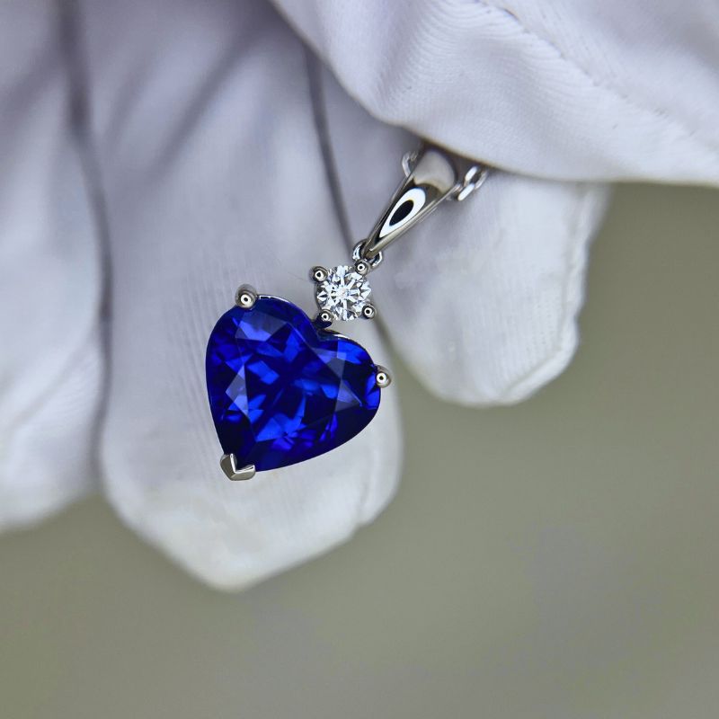 Exceptional Deep Blue Heart-Shaped Tanzanite Pendant