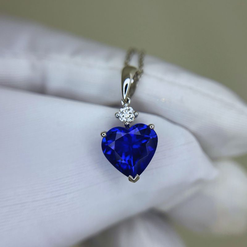 Exceptional Deep Blue Heart-Shaped Tanzanite Pendant