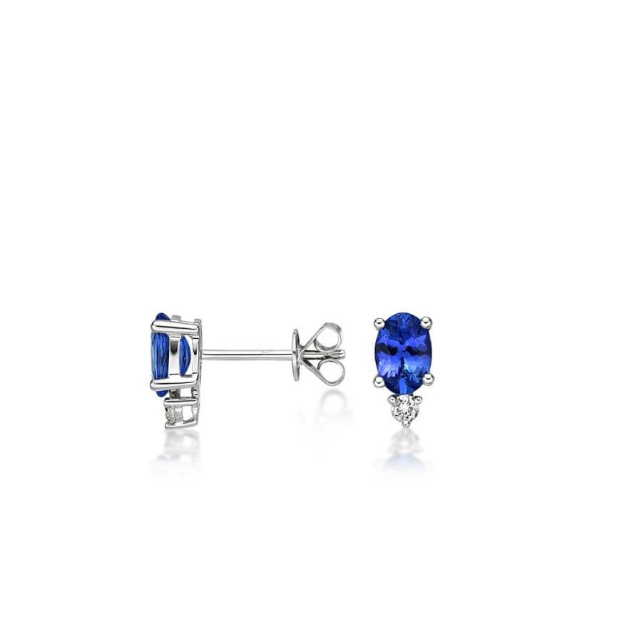 Oval Tanzanite & Diamond Stud Earrings