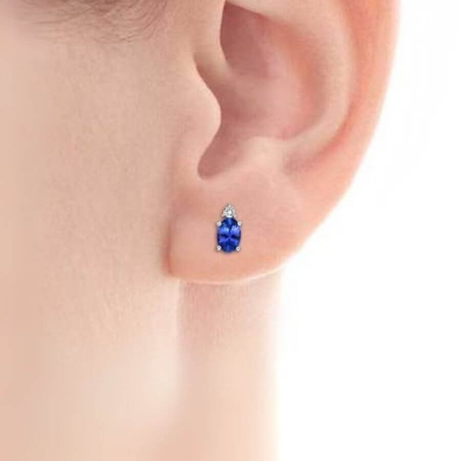Oval Tanzanite & Diamond Stud Earrings