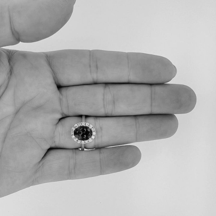 ”Kate” 2.33 Ct Oval Tanzanite & Diamond Halo Ring in Yellow Gold