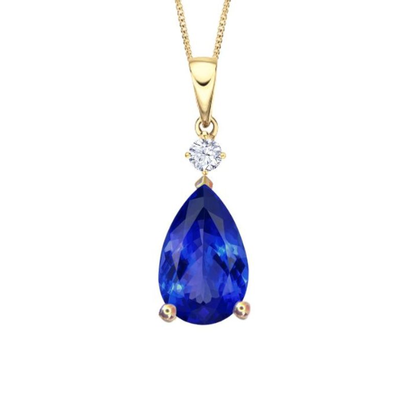 2.76 Ct Pear-Shaped Tanzanite Necklace in Yellow Gold