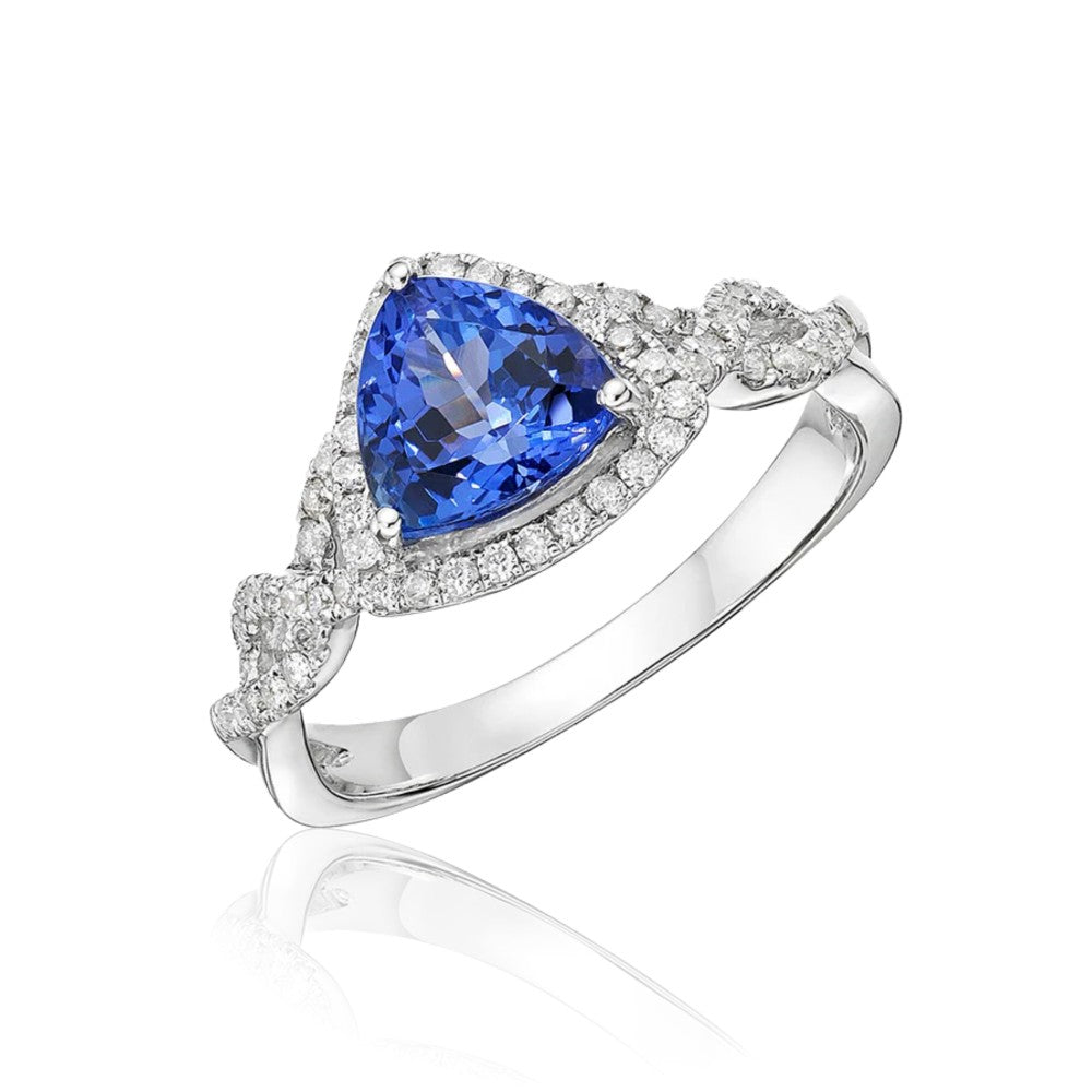 1.00 Ct Trillion Cut Tanzanite Twist Ring