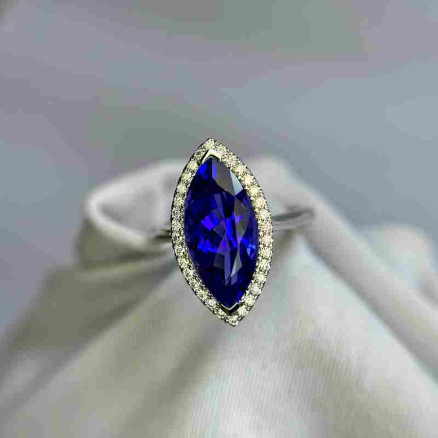 Tanzanite Marquise Cut Ring in White Gold – Made to Order