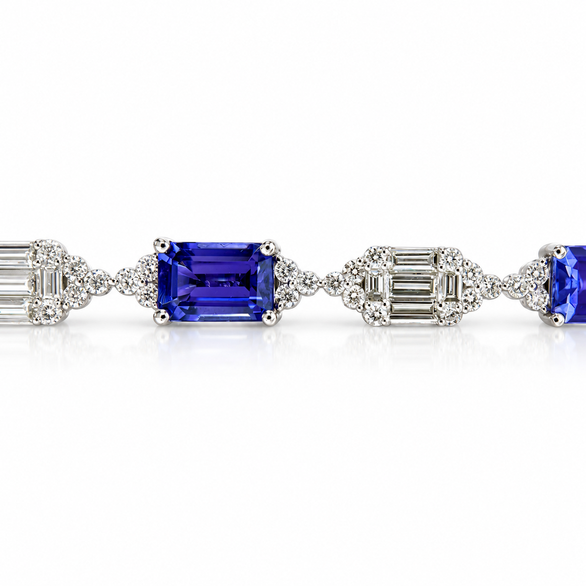 Stunning Emerald Cut Art Deco Style Tanzanite Bracelet