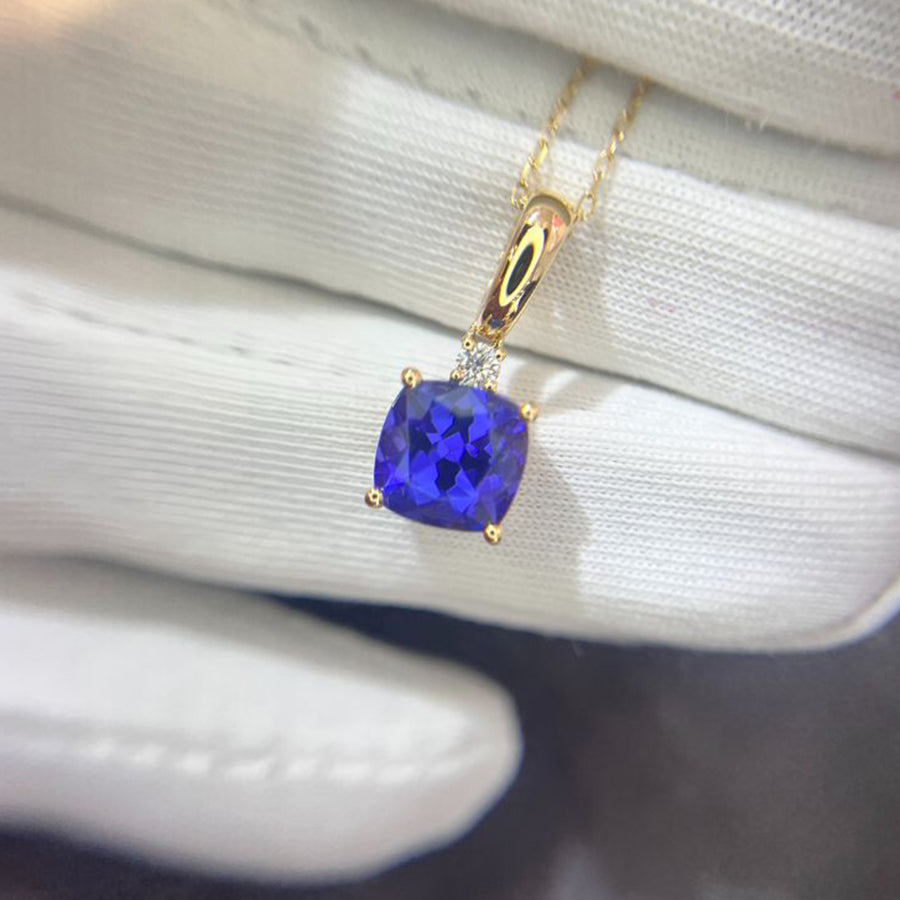 2.15 Ct Cushion Cut Tanzanite Pendant