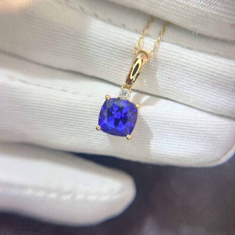 2.15 Ct Cushion Cut Tanzanite Pendant