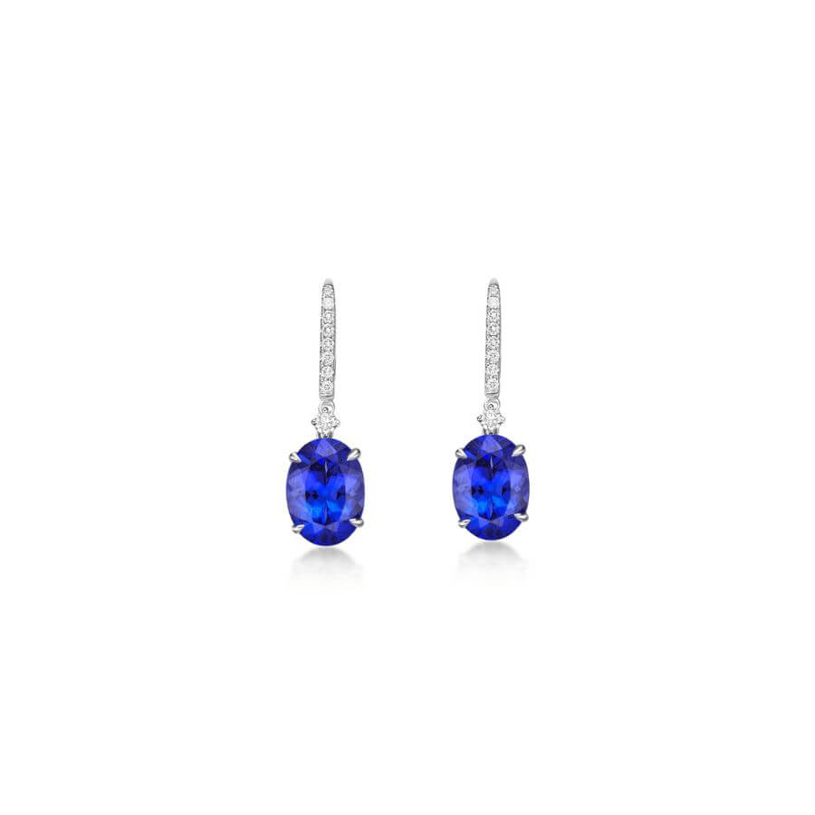 7.02 Ct Tanzanite & Diamond Drop Earrings