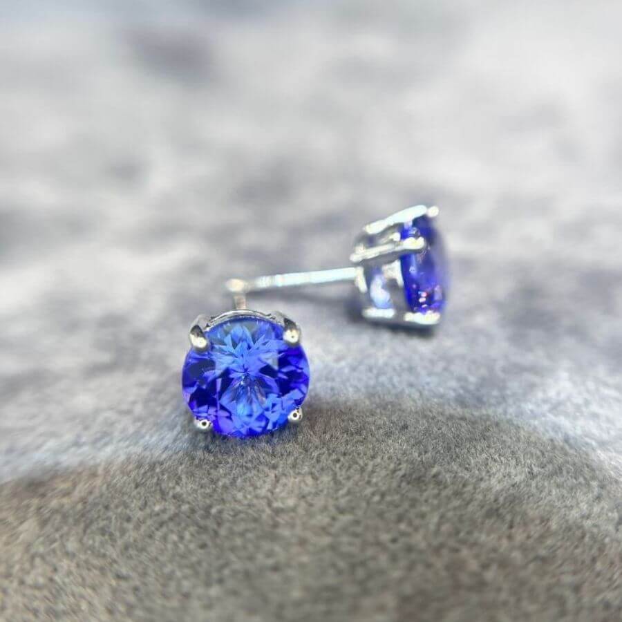 7.5 mm Round Tanzanite Stud Earrings