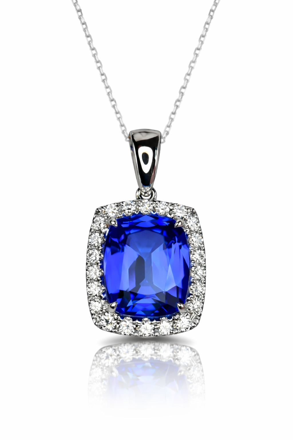 Antique Cushion Cut Tanzanite Pendant with Diamonds.