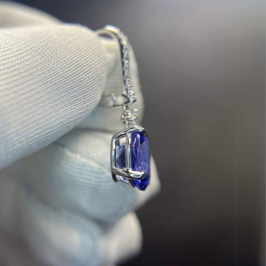 7.02 Ct Tanzanite & Diamond Drop Earrings