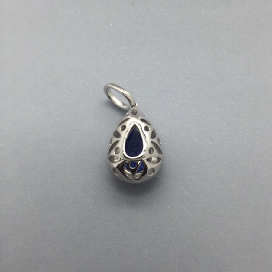 2.25 Ct Pear-Shaped Tanzanite Pendant With Diamond Halo