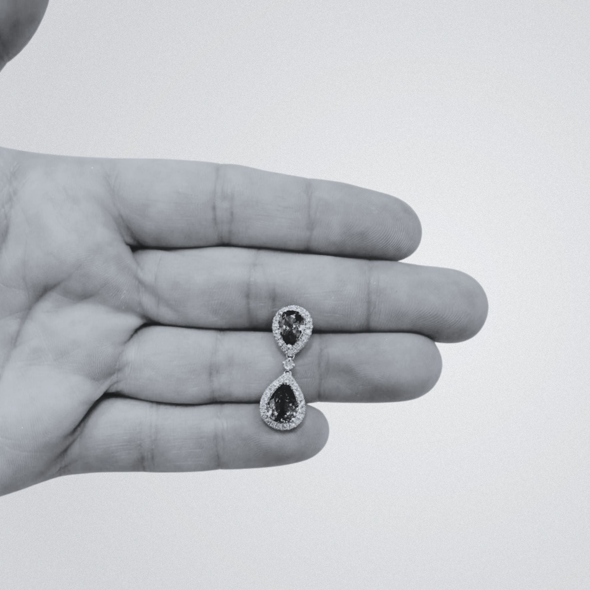 Double Pear-Shaped Tanzanite & Diamond Halo Earrings