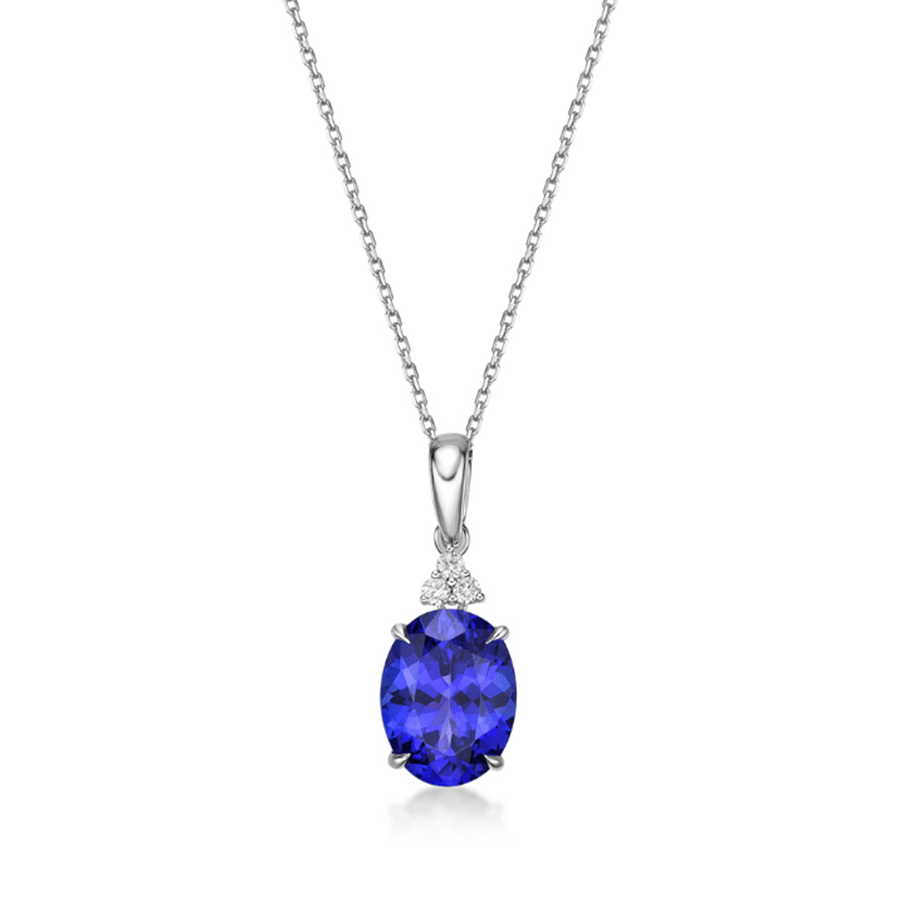 4.00 Ct Oval Tanzanite & Diamond Pendant