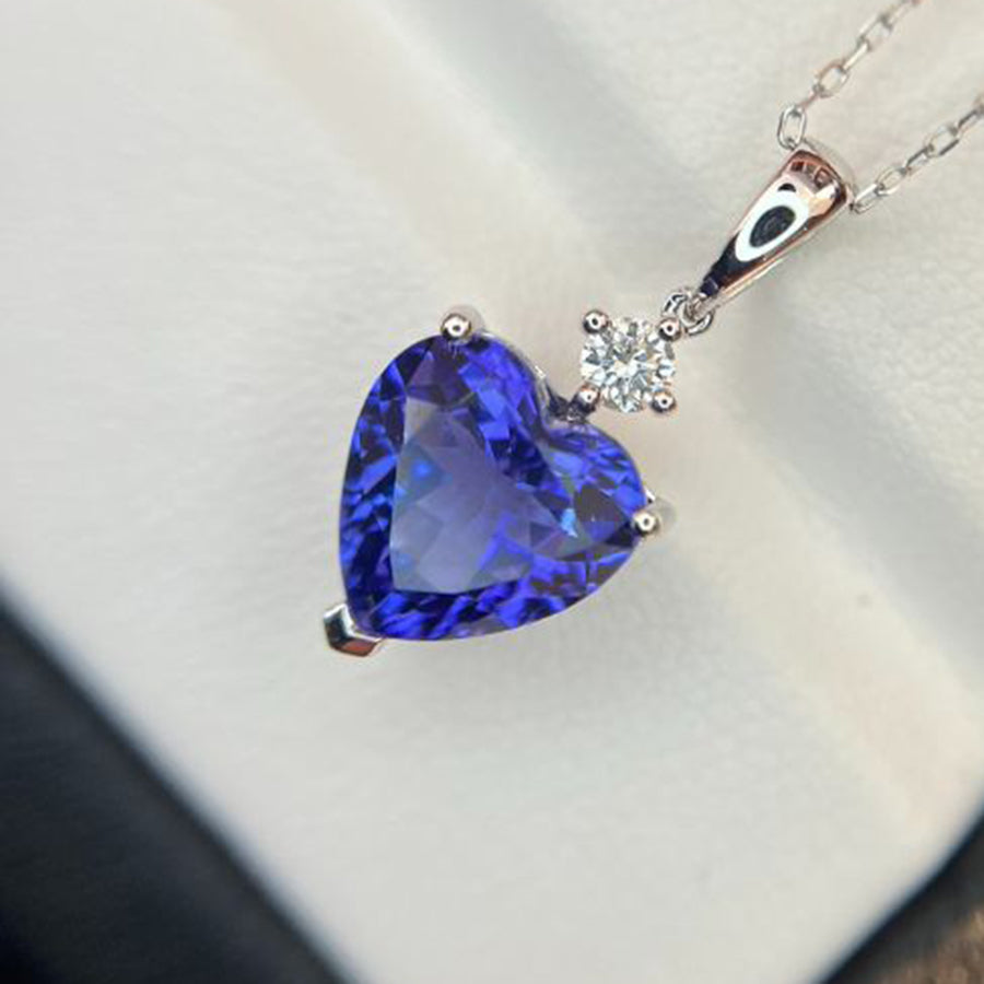 4.15 Ct Deep Blue Heart-Shaped Tanzanite Pendant