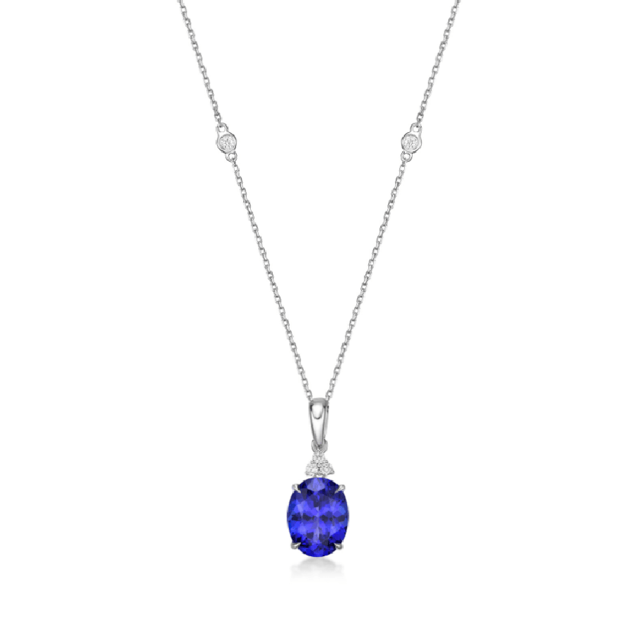 4.00 Ct Oval Tanzanite & Diamond Pendant
