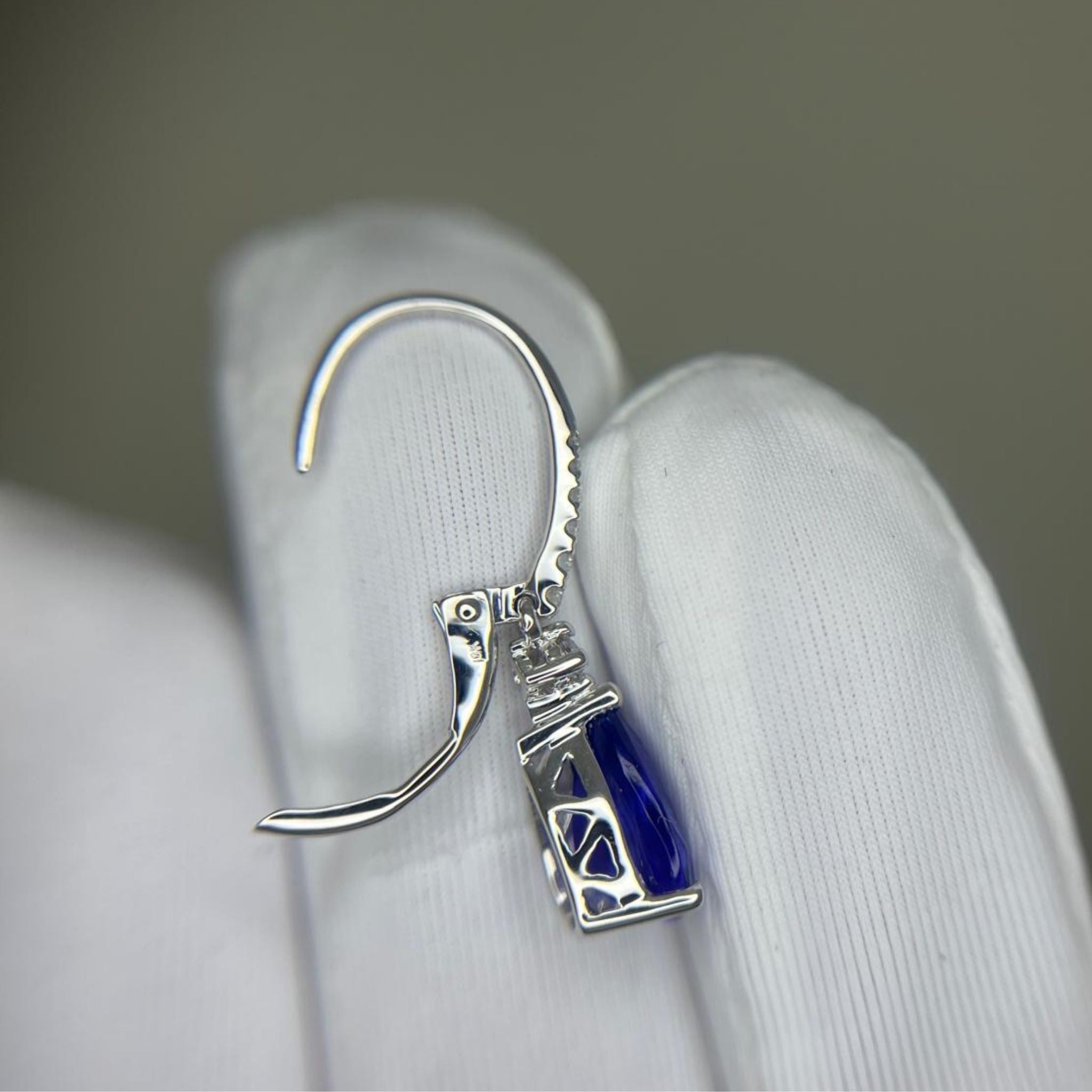Pear-Shaped Tanzanite & Diamond Drop Earrings in White Gold