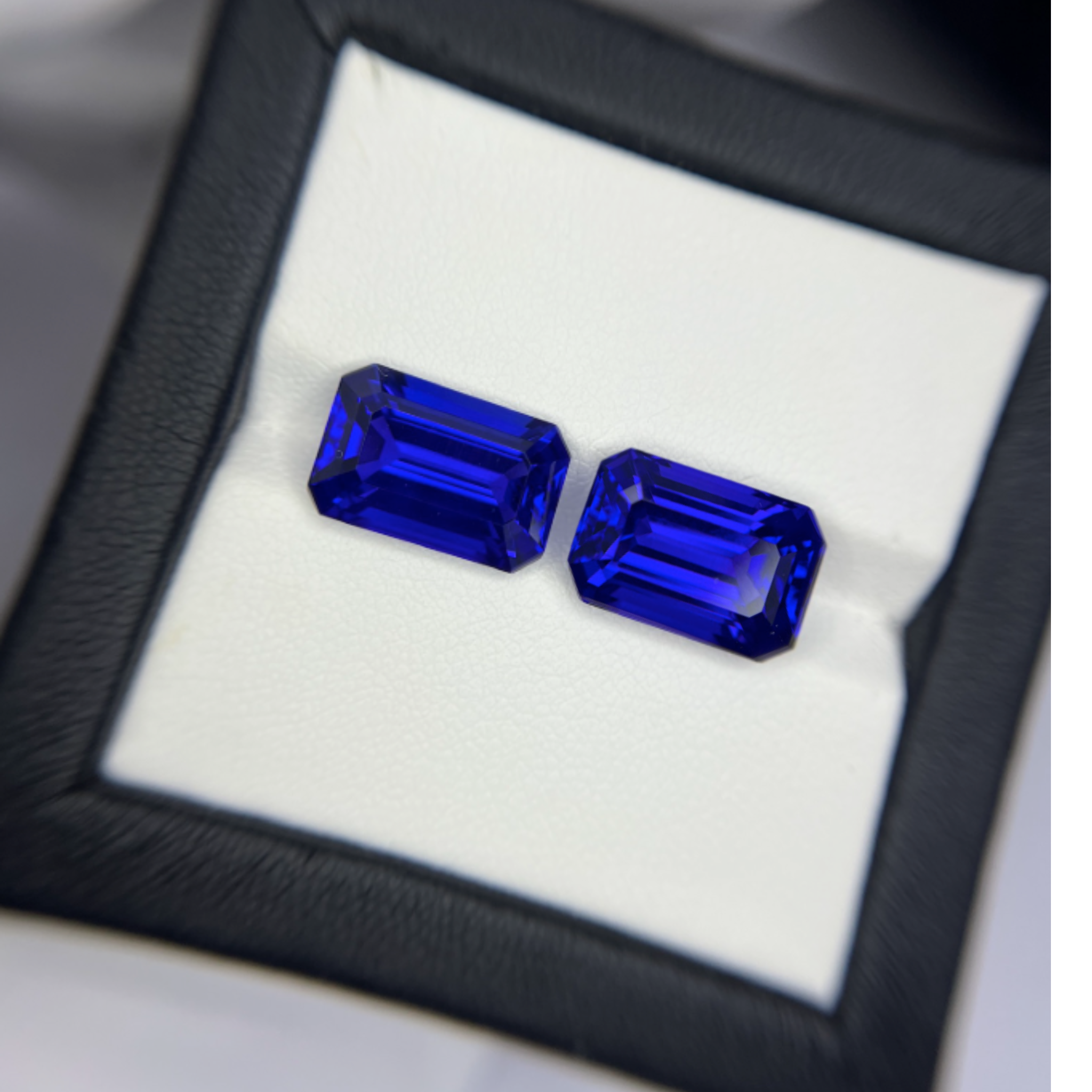 emerald cut tanzanite matching pair stones 