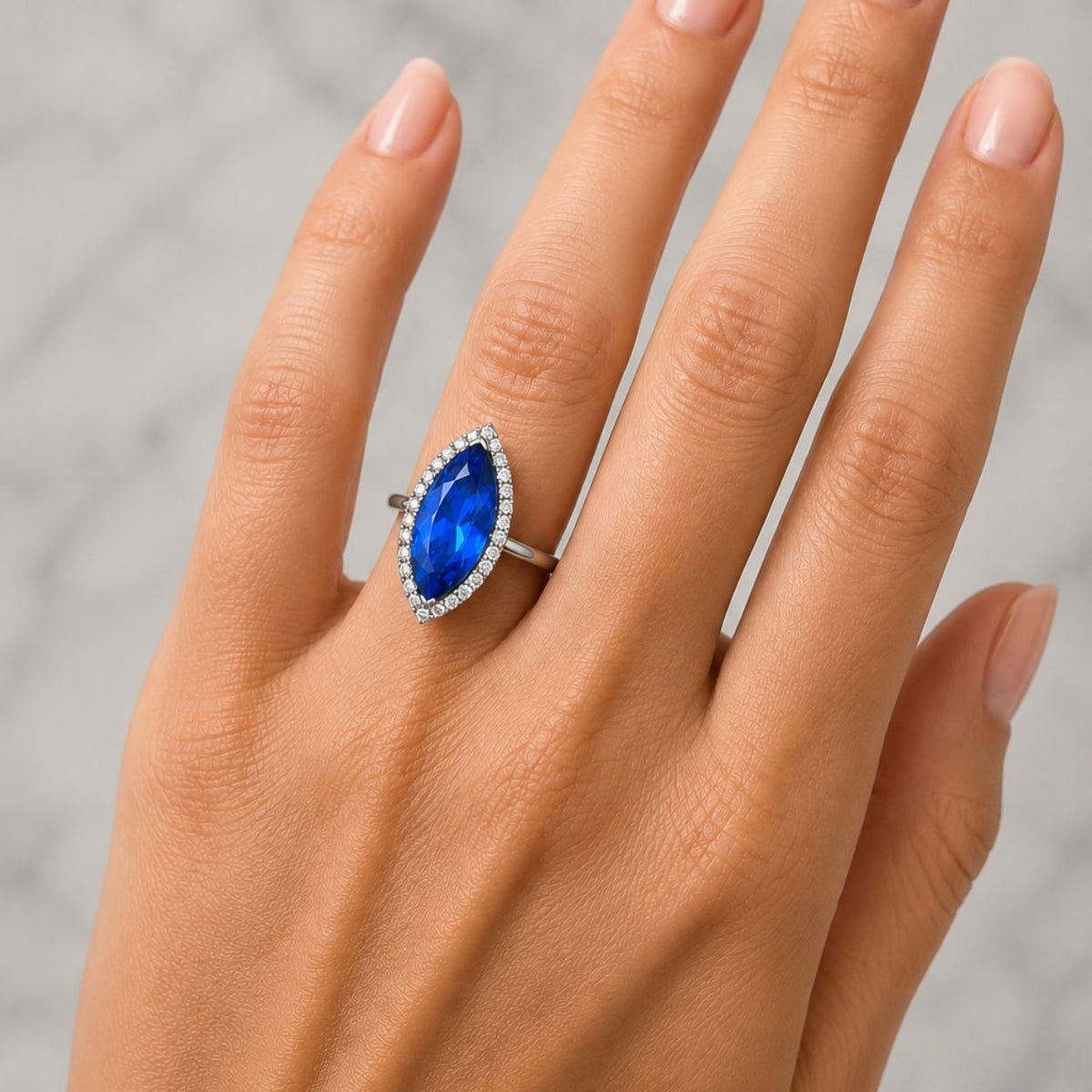 Tanzanite Marquise Cut Ring in White Gold - Made to Order