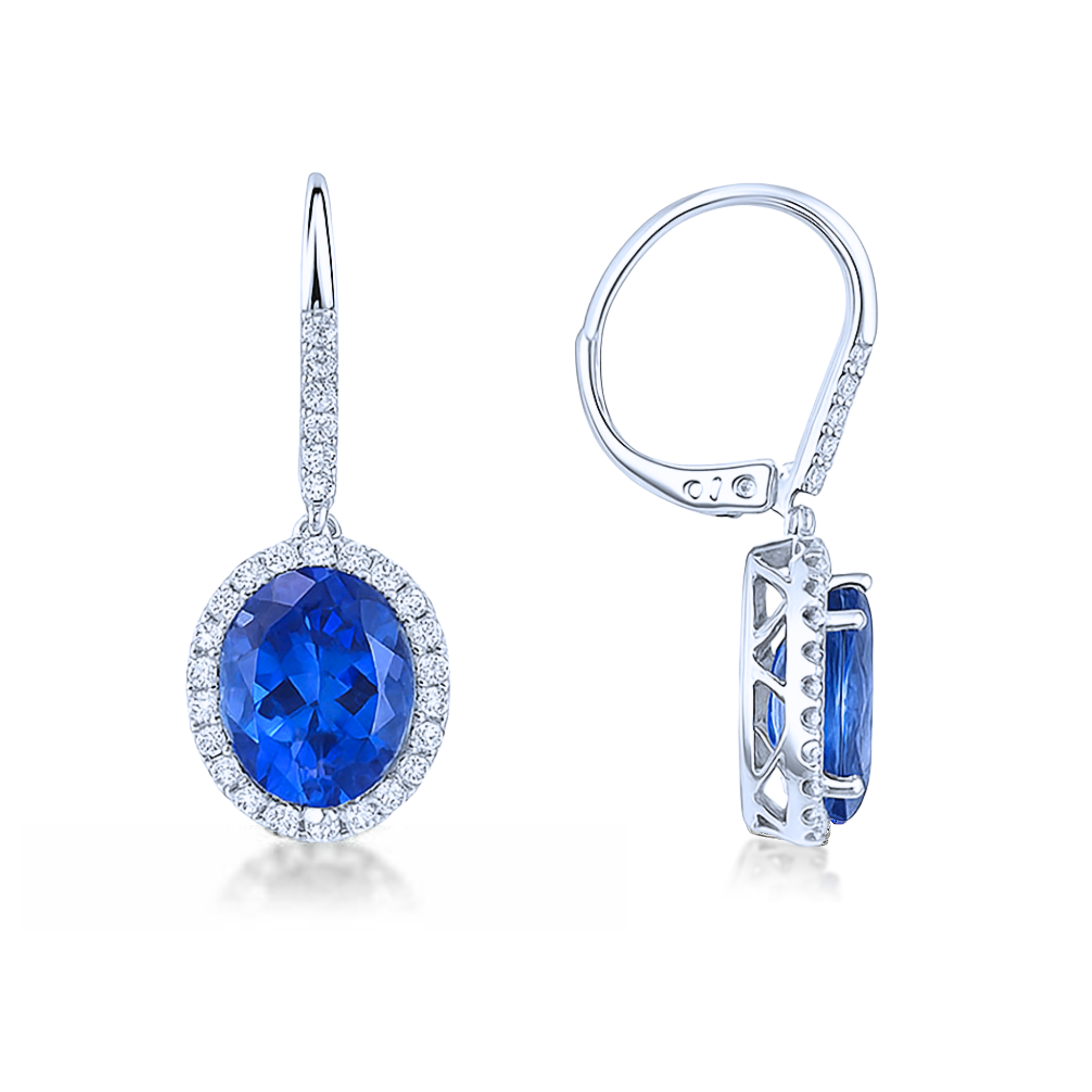 Tanzanite & Diamond Halo Drop Earrings