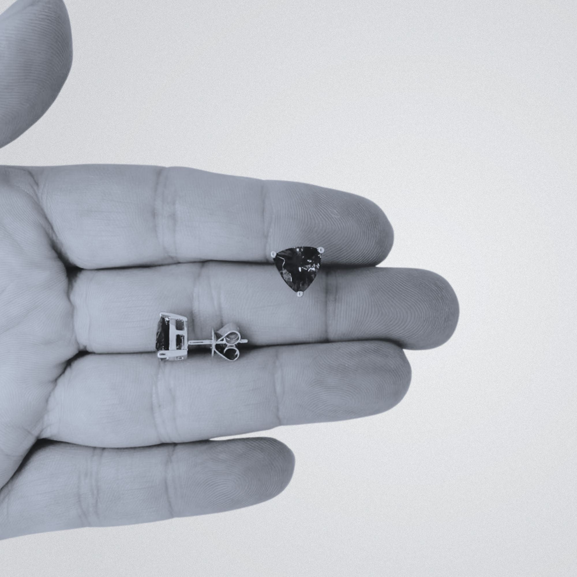 Trillion Cut Tanzanite Stud Earrings in Yellow Gold