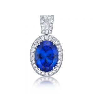Tanzanite Pendant- 6.41 Carats with baguette diamonds ( Balance Due )